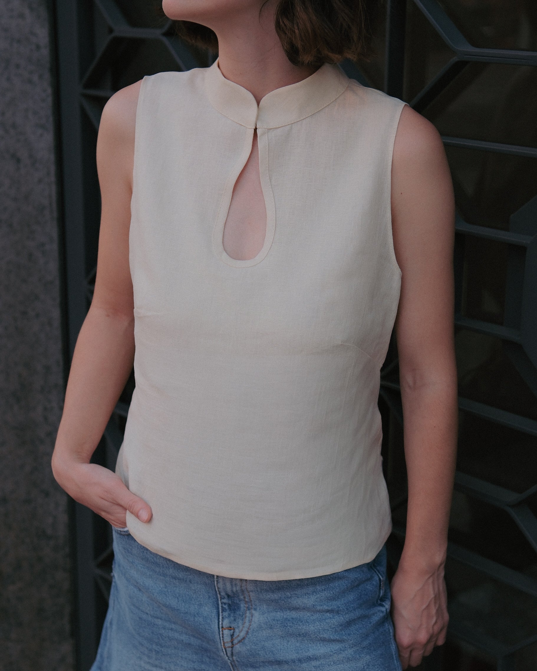 Lniany top Ondine Butter Yellow